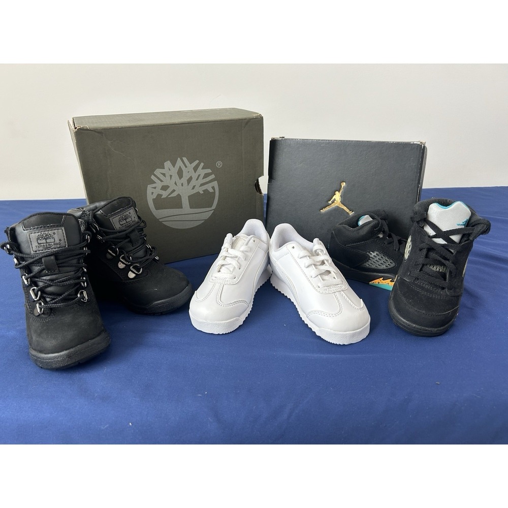 Lot Boys Shoes Nike Retro Air Jordan Timberland Field Boots‎ Puma Roma size 8 8c